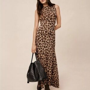 Ann Taylor Brown Leopard Maxi Dress